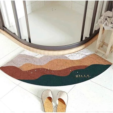 MOTT 50 Kvadrant Böjd Badrumsmatta 45x100cm Halvcirkelformad Badrumsmatta Halkfri Golvmatta Hörn Duschmatta Tvättbar Fläktformad Fotplatta Dörrmatta