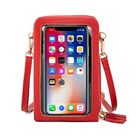 Touch Screen Crossbody Mobil Plånbok, Skärmad Axelväska Med Kortplats Justerbar Rem, Dam