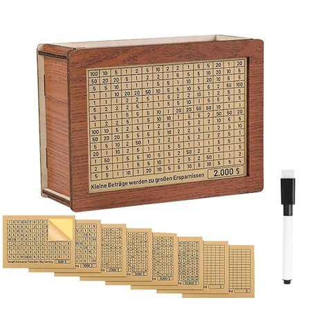 Pengeboks i tre, spareboks for hjemmet, håndverk, sparemål