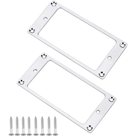 2 stk. Sølv Humbucker Pickup Monteringsringe med Skruer 92x46mm Metal Flad Pickup Ramme til Elguitar Reservedele