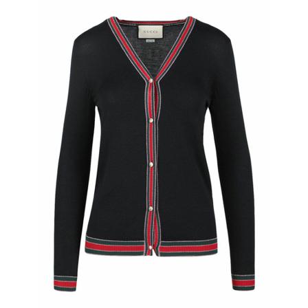 Gucci Wool Faux Pearl Cardigan Sort, Dame Cardigans, Størrelse: 2XS
