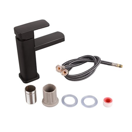 Svart fyrkantig köksblandare i plast (kallt och varmt vatten)