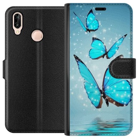 Kompatibelt Plånboksfodral till Huawei Huawei P20 lite Glittrande Fjärilar