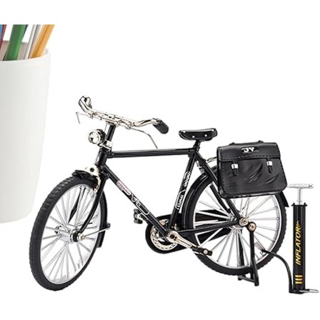 Retro Sykkel Modell Skala Mini Fingersykkel med Pumpe Retro Sykkel Modell Simulering 1:10 Skala DIY Kit for Kontor, Dekorasjoner