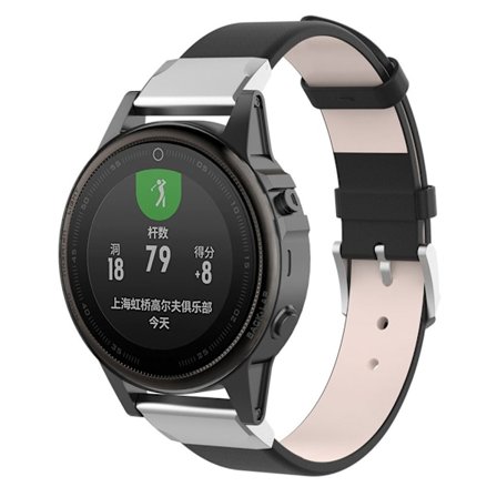 Garmin Fenix 5S klockarmband i äkta läder - Svart