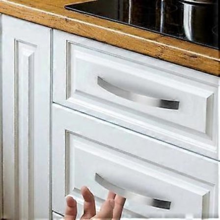 Keittiön kalusteiden vetimet, 12 kpl - kromattu - Ovenkahvat, harjattu nikkeli, keittiön vetimet, ruostumaton teräs, reikäväli 96 mm