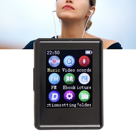 MP3-spelare Bluetooth 5.0 1,77 tum skärm HiFi FM-radioinspelning E-bok Foto Bärbar MP3 MP4-spelare med 16 GB minneskort
