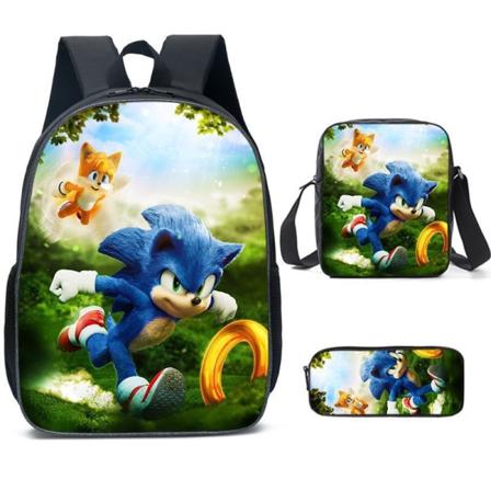 Ny Sonic barneskoleveske animert 3d-trykt ryggsekk Sonic barnesekk i tre sett Y #30