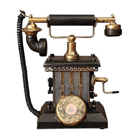 Gammeldags Håndsving Rotary Telefon med Ledning - Retro Dekorativ Telefon, Sort