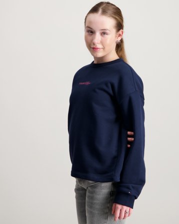 Tommy Hilfiger GLITTER TOMMY CREW Bleu Pulls Fille - Kids Brand Store