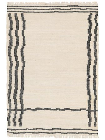 Tapis D’intérieur/Extérieur Petit Line Up Jute - Blanc Crème/Noir 140X200