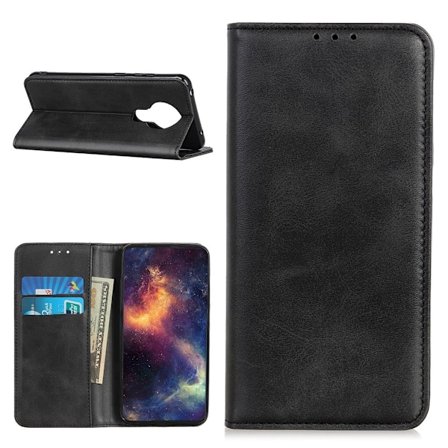 Lompakko-style Aitoa Nahkaa Läppäkotelo For Nokia 5.3 - Musta