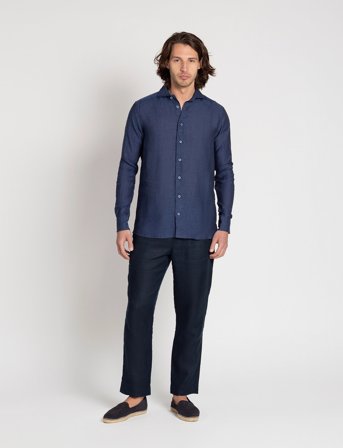 The Resort Co. Linen Shirt Navy - Navy - L