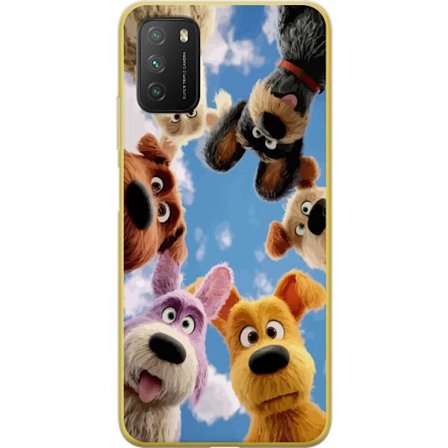 Yhteensopiva Puhelinkuori Xiaomi Xiaomi Poco M3 Kuusi söpöä animoitua koiraa nähtynä alhaalta sinistä taivasta vasten leikkisä perheystäväll
