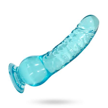 Crystal Pleasures 18 cm - Aqua Blue - Vuxen.no - teste sexleketøj, gavetips, valentinsdage, appstyrte dildo, vibrator, romantikk & sommersex.