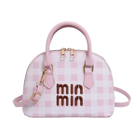 Pink ternet moderigtig enkelt skulder crossbody taske, multifunktionel håndholdt halvcirkelformet dametaske