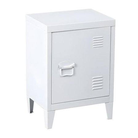 Sängbord metallfack "Industriell Vit" - Vit - L 40 x l 30 x H 57 cm