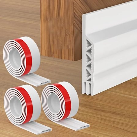 3 stk. dørforsegling trækstopper til døre, selvklæbende dørlister gulv, lydisolering varm og kold blokering, 100 x 5 cm (hvid)