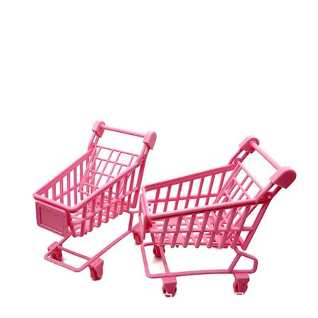 Mini Shoppingvagn Trolley Hem Kontor Skräp Organizer (1 Styck, Rosa)