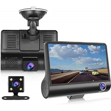 170° laajakulmainen kojelautakamera autoon, Full HD 1080P GPS-autokamera, kolme linssiä, 4 tuuman näyttö - Kojelautakamera GPS-moduulilla
