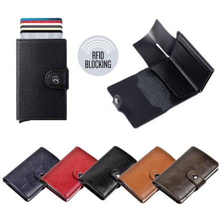 RFID-skydd Pop-up Korthållare m Jacka o Knapp