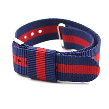 Natoband dam klocka 18 mm guld spänne blått rött