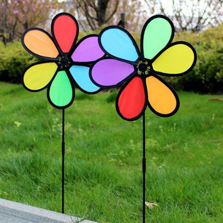 Ny farverig Rainbow Dazy Flower Spinner Wind Windmill Garden Y