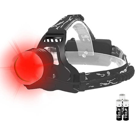 Punainen otsalamppu, 3 tilaa, LED-yövalaisin tähtitieteeseen, metsästykseen, retkeilyyn, lukemiseen - Snngv