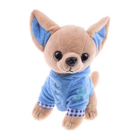Mjuk plysch chihuahua dockor fyllda hund leksaker tecknad djur Xmas fest present[HS] Blue