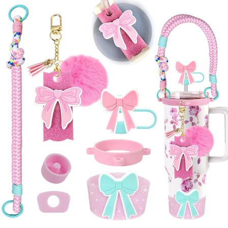 Stanley Cup Tilbehørssett med Sløyfesugerør, Akrylanheng og Underlegg