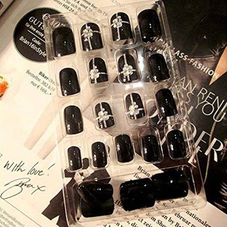 24 stk./æske Glitter Stribemønster Rhinestone Dekoration Falske Falske Neglekunst Tip & Lim