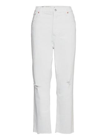 High Rise Destructed Cheeky Straight Jeans With Washwell&# White GAP