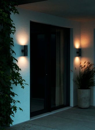 Kyklop Ripple utelampe vegg opp/ned - sort