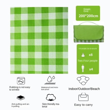 Udendørs Picnic Tæppe Strandtæppe GRØN