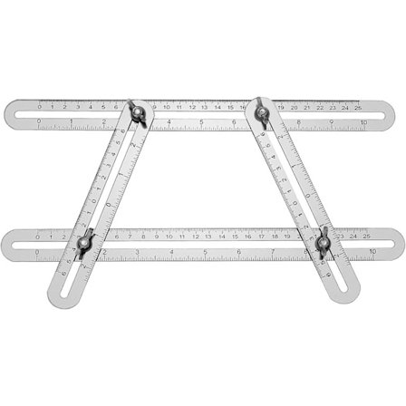 Vinkelmålingslineal, fire foldbare aluminiumslegerings dobbelt skala foldelineal vinkelmålingsværktøj