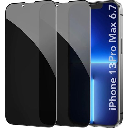 2-pakning personvernskjermbeskytter for iPhone 13 Pro Max, skjermbeskytter i herdet glass, anti-spion, full dekning, mørk film, personvern