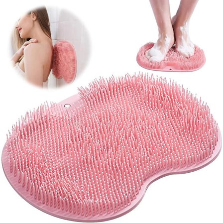 Fod- og rygskrubber til brusebadet – Vægmonteret, Bathroom Foot Massage Pad, Silicone Suction Non-Slip, Brusebad Fod Skrubbemåtte, Eksfolierende 