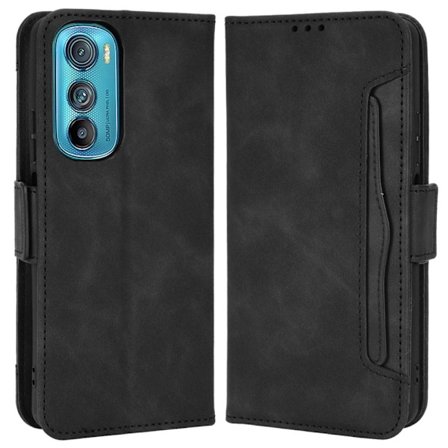 Modernt Motorola Edge 30 fodral med plånbok - Svart