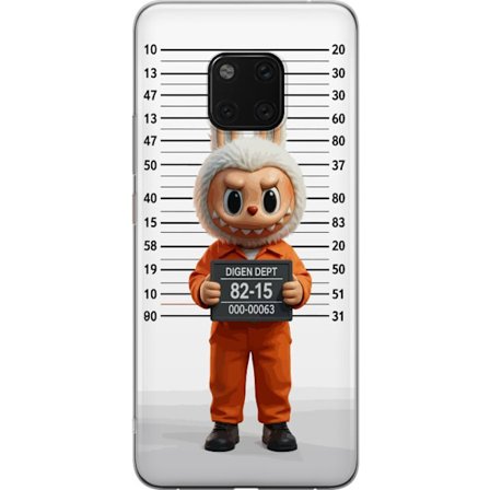 Yhteensopiva Puhelinkuori Huawei Huawei Mate 20 Pro Söpö piirretty pupuhahmo vankilavaatteissa ja vankinumerolla taustana mittamerkinnät