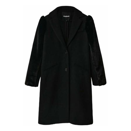 Desigual, Single-Breasted Coat Zwart, Dames, Maat:S,polyester
