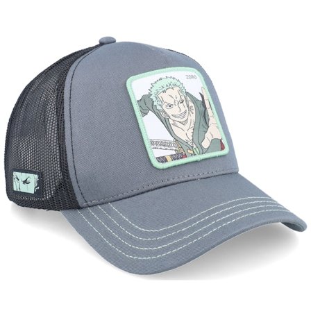 Capslab - Grå trucker Caps - One Piece Zoro Grey/Black A-Frame Trucker @ Hatstore