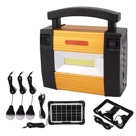 Bärbar Solkraftstation 5000mAh Batteri med LED-lampor Solpanel för Utomhusnödsituationer