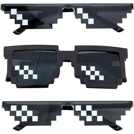 3-pack solglasögon, pixelerade MLG-solglasögon, solglasögon för män