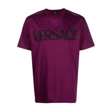 Versace T-Shirt with Logo Lilla, Herre T-shirts