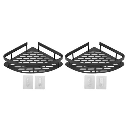 Triangulær Dusjhylle Stansefri Rustsikker Aluminium Dusjhjørnehylle med Hul Base for Bad Toalett Doble Lag