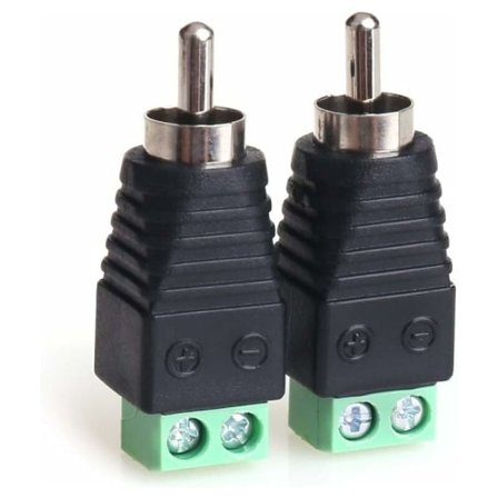 2 RCA hann til AV audio/video skrukoblingsadapter, loddefrie koblinger