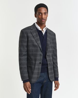GANT - Slim fit glen check dressjakke til herre antracit melange