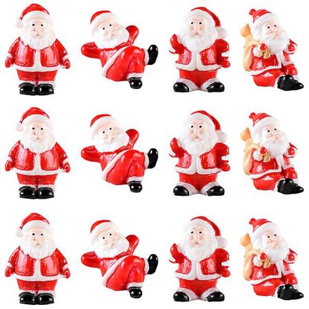 12 stk. Blush Dekoration Håndværk Miniaturer Julemanden Julebord Ornament Mikro Landskab Ornament Rød 3,7x3x3cm Red 3.7x3x3cm