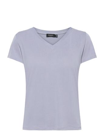 Slcolumbine V-Neck Ss T-shirt Top Blå Soaked In Luxury