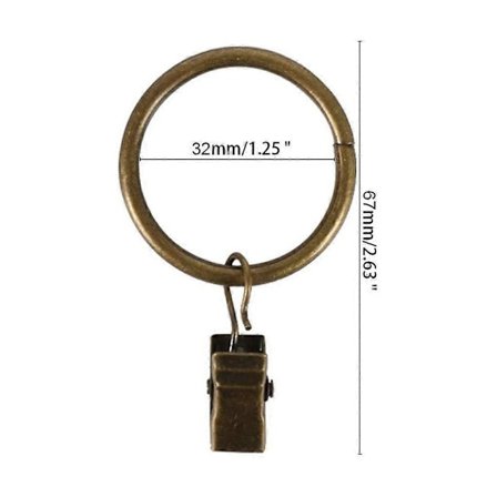 [LCS] 40 stk. Gardinringe med klemmer 32 mm Gardinringe med klemmer Gardinringe Metal Bronze Gardinkrog